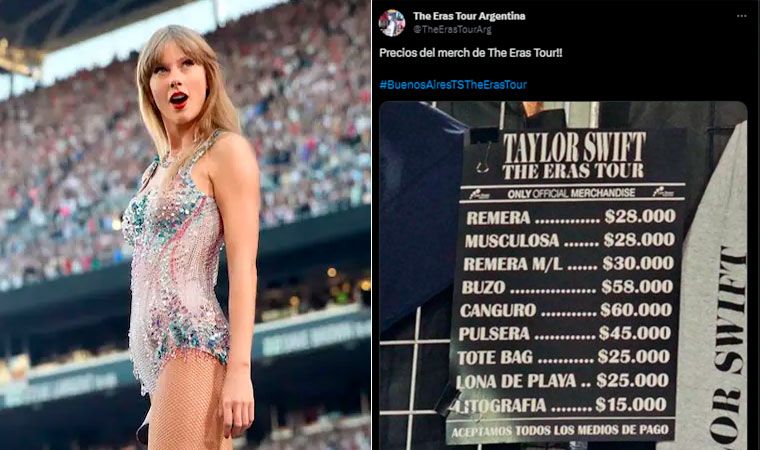 Llego Taylor Swift a la Argentina: Los precios del merchandising