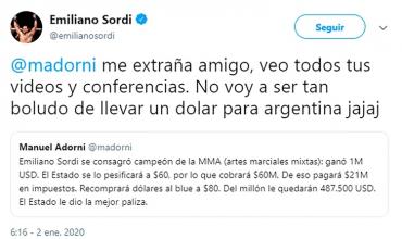 El argentino que ganó USD un millón tras ser campeón en MMA: “No voy a ser tan boludo de llevar un dólar al país”