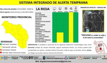  El SIAT emitió alerta por vientos y tormentas para distintos puntos de la provincia