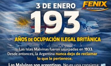○ HOY, 3 DE ENERO, SE CUMPLEN 193 AÑOS DE LA OCUPACIÓN ILEGAL BRITÁNICA DE LAS ISLAS MALVINAS.