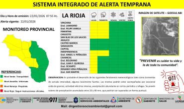 Emiten alerta por lluvias y tormentas para 15 departamentos de La Rioja