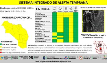 Alerta amarilla en La Rioja por lluvias, tormentas y fuertes ráfagas de viento