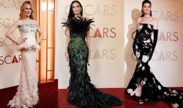 Escotes strapless, colores claros y plumas definieron la moda en la alfombra roja de los Premios Oscar