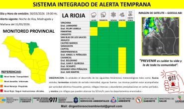 Alerta por lluvias, tormenta, vientos y niebla