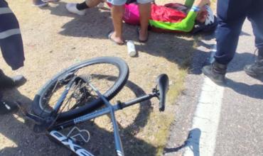 Sanagasta: Ciclista sufrió una caída por Ruta 75