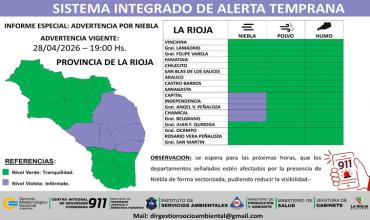 Emiten alerta por niebla y vientos para distintos departamentos de la provincia