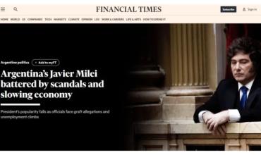 El Financial Times advirtió que la popularidad de Javier Milei está cayendo por los "escándalos y la desaceleración"