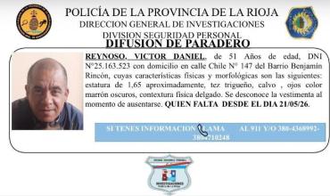 Continúa la búsqueda de Víctor Daniel Reynoso, desaparecido desde el 21 de mayo