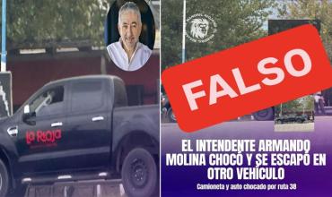 El intendente Armando Molina negó estar involucrado en un choque por ruta 38