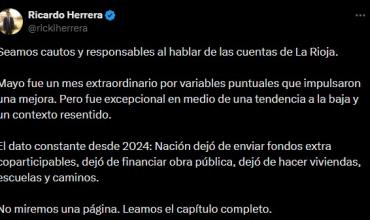 Ricardo Herrera pidió analizar con cautela la situación financiera de La Rioja y apuntó a la quita de fondos nacionales