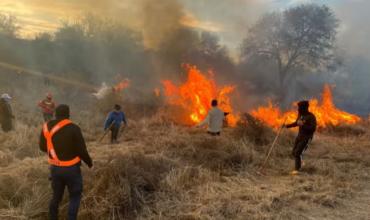 Importante incendio a la vera de la Ruta Provincial 79, cerca del dique Saladillo