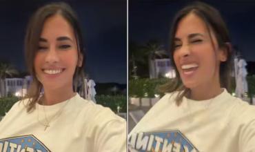 Cantando una cumbia y con una remera especial: el video del festejo de Antonela Roccuzzo tras la victoria ante Inglaterra