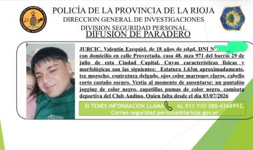 Buscan a un joven de 18 años que está desaparecido desde el 3 de julio en La Rioja