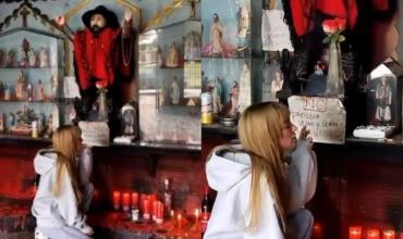 La Joaqui visitó el santuario del Gauchito Gil y contó qué pidió tras separarse de Luck Ra