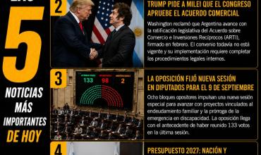 Las 5 noticias más importantes de Hoy sábado 29 de agosto de 2026
