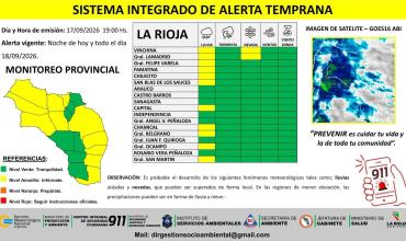 Alerta amarilla en La Rioja por lluvias y nevadas: qué departamentos alcanza