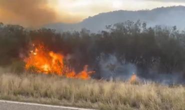 Portezuelo: un incendio de gran magnitud se propagó cerca de la Ruta 29