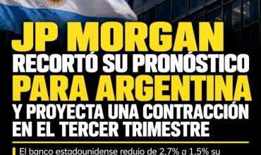 JP MORGAN RECORTÓ SU PRONÓSTICO PARA ARGENTINA Y PROYECTA UNA CONTRACCIÓN EN EL TERCER TRIMESTRE