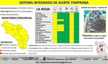 Rigen alertas por lluvias, tormentas y vientos en toda La Rioja