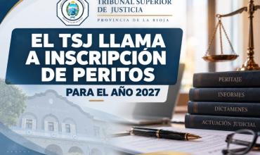 El Tribunal Superior de Justicia abrió la inscripción de peritos para 2027 hasta el 30 de octubre
