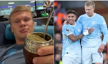 Erling Haaland publicó una foto tomando mate y les mandó un mensaje a tres jugadores de la Selección argentina