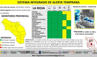 Emiten alertas por viento y zonda para 12 departamentos riojanos