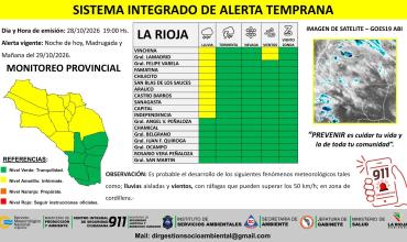 La Rioja: alerta preventiva por lluvias, vientos y niebla en distintos departamentos