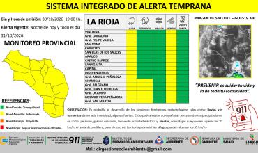 Rige un alerta amarilla por tormentas, lluvias y ráfagas de viento en La Rioja