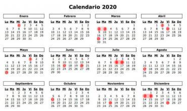 Calendario completo de Feriados 2020