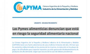 Duro Comunicado: Las Pymes alimenticias denuncian que estáen riesgo la seguridad alimentaria nacional