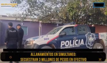 Dos detenidos, droga y una suma millonaria incautada en tres allanamientos simultáneos