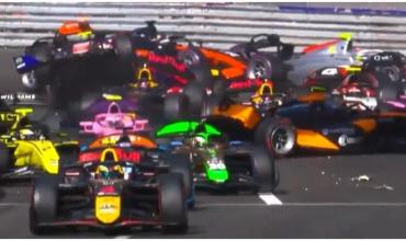 Caos en la Fórmula 2 en Mónaco: choque multitudinario en la primera curva y once autos eliminados en la previa de la F1