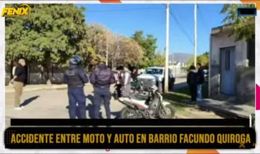 Moto fue embestida por un utilitario en el barrio Facundo Quiroga: una mujer resultó herida