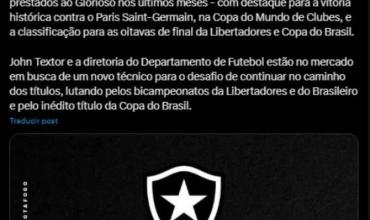 Botafogo despide a su entrenador tras eliminación en Mundial de Clubes