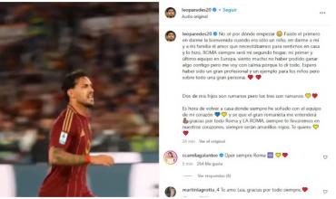“Es hora de volver a casa”: la emotiva despedida de Leandro Paredes de la Roma con un guiño a Boca Juniors