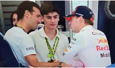 GP de Bélgica: Lionel Scaloni se mostró junto a su hijo en el paddock y dialogó con Max Verstappen