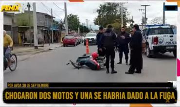 Impactante choque de motos: Los ocupantes de una moto se dieron a la fuga y fueron alcanzados