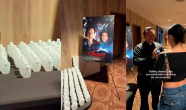 Un sacerdote repartió agua bendita antes de la premier de “El Conjuro 4”