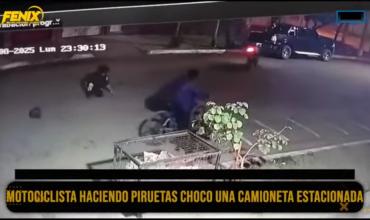 Chamical: Hacía “willy” en moto, chocó contra una camioneta estacionada y huyó