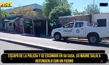 Hombre escapó de control policial y su madre agredió con un fierro a efectivos para protegerlo