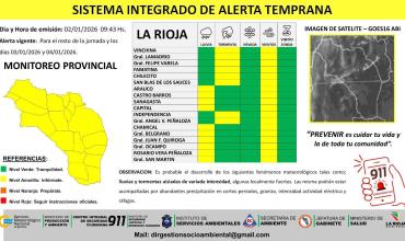 Emiten alerta amarilla por lluvias, tormentas y vientos en toda la provincia