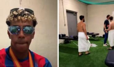 “Esto no se puede grabar”: la inoportuna imagen que filmó Lamine Yamal en medio de los festejos del Barcelona tras ganar la Supercopa