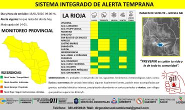 Se emitió alerta amarilla por lluvias y tormentas en la provincia.