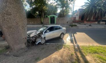 Un automóvil chocó contra un árbol en avenida Primero de Marzo