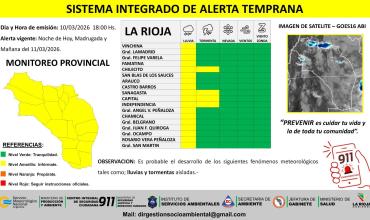 Emiten alerta preventiva por lluvias para toda la provincia
