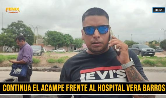 Ex empleados de seguridad mantienen el acampe frente al hospital Enrique Vera Barros