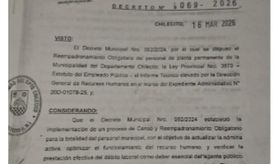  Municipio de Chilecito dispuso cesantías por inasistencias injustificadas