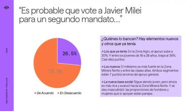Encuesta: el 73,5% dice que hoy no votaría por la reelección de Javier Milei