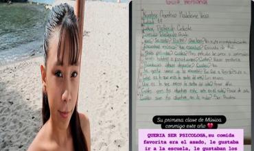 Salió a la luz una carta de Agostina Vega: cuáles eran sus sueños y proyectos antes de morir