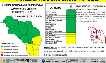 Emiten alerta amarilla por bajas temperaturas extremas
